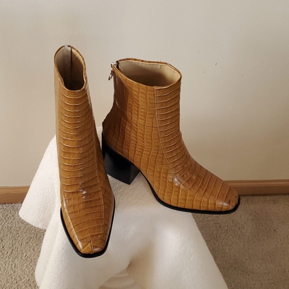 Aeyde Croc Print Leather Boot